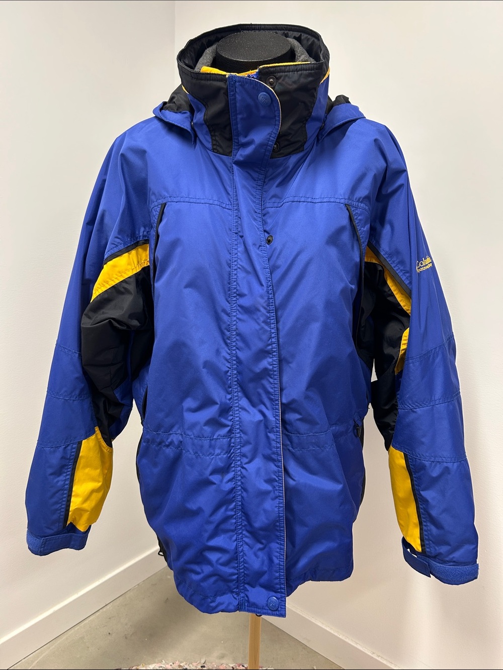 Vintage Columbia Fire Ridge Hooded Ski Jacket Blue Yellow Size XL